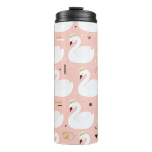 Bouteilles Isothermes Motif sans couture avec cygnes blancs.