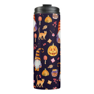 Bouteilles Isothermes Motif sans couture avec éléments Halloween vinta