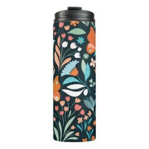 Bouteilles Isothermes Motif sans couture avec fleurs et papillons