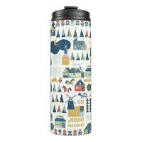Motif sans couture avec village scandinave dans le