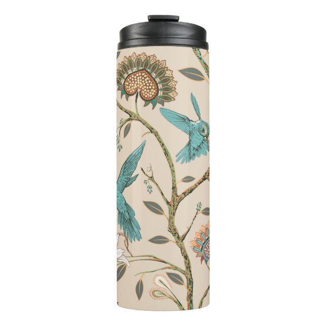 Bouteilles Isothermes Motif sans couture beige avec fleurs stylisées et  (Devant)