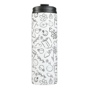 Bouteilles Isothermes Motif sans couture de gribouillis noir et blanc de
