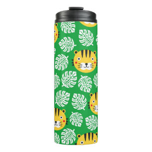 Bouteilles Isothermes Motif sans couture de tigre avec feuilles tropicau