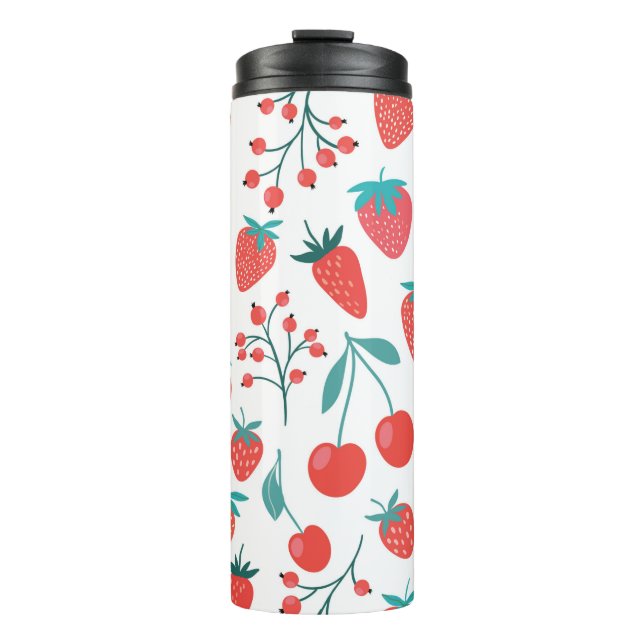 Bouteilles Isothermes Motif sans couture décorative avec fruits, fraise (Devant)