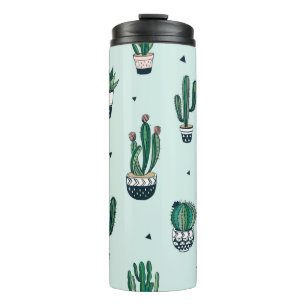 Bouteilles Isothermes Motif sans couture dessiné à la main avec cactus e