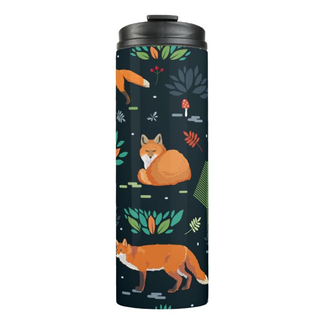 Bouteilles Isothermes Motif sans joint avec renards, arbres, feuilles, c (Devant)