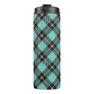 Bouteilles Isothermes Motif tendance Black Aqua Plaid
