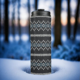 Bouteilles Isothermes Motif tricoté cosy Noir et Gris 