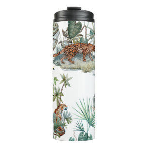Bouteilles Isothermes Motif tropical aquarelle avec un léopard,