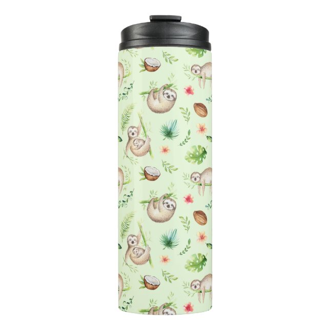 Bouteilles Isothermes Motif tropical de paresse de noix de coco (Devant)