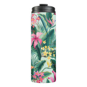 Bouteilles Isothermes motif tropical fleuri sans coutures avec hibiscus 