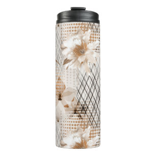 Bouteilles Isothermes Motif tropicale grise, beige.