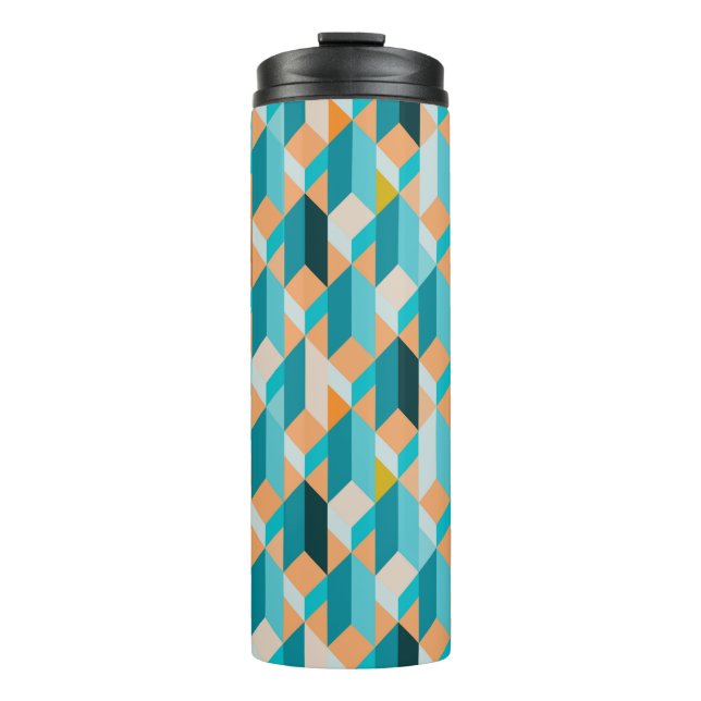 Bouteilles Isothermes Motif turquoise et orange de formes (Devant)