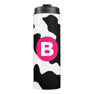 Bouteilles Isothermes Motif vache fantaisie patch en rose monogramme