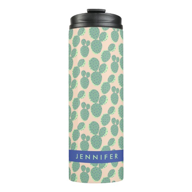 Bouteilles Isothermes Motif vert et rose de cactus (Devant)