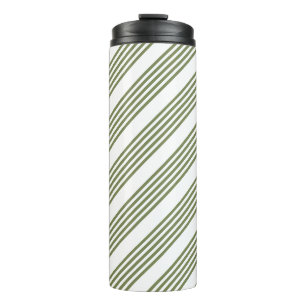 Bouteilles Isothermes Motif vert olive et blanc cinq bandes