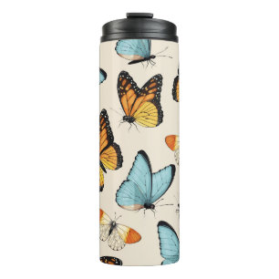 Bouteilles Isothermes motif vintage avec papillon tropique haut détaillé
