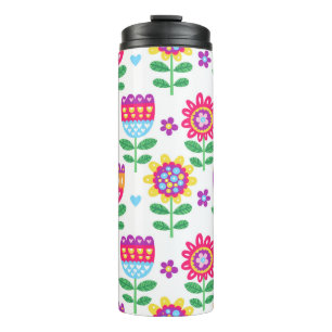Bouteilles Isothermes motif vintage coloré transparent avec fl gai