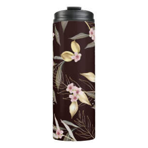 Bouteilles Isothermes Motif vintage sans soudure avec feuilles d'or. Exo