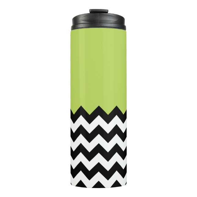 Bouteilles Isothermes Motif Zigzag noir et blanc, Chevron, Vert (Devant)