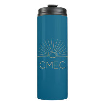 Mug de voyage thermique CMEC - 12 oz, bleu et pêch