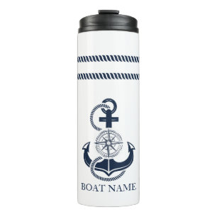 Bouteilles Isothermes Nautical Blue Ancre Nom du bateau