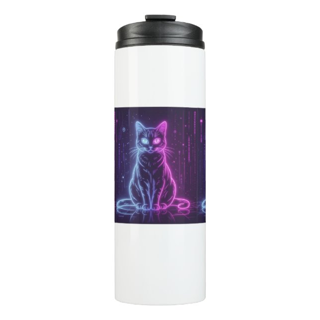 Bouteilles Isothermes **Neon Cat Design – Glowing Futuristic Feline Art* (Devant)