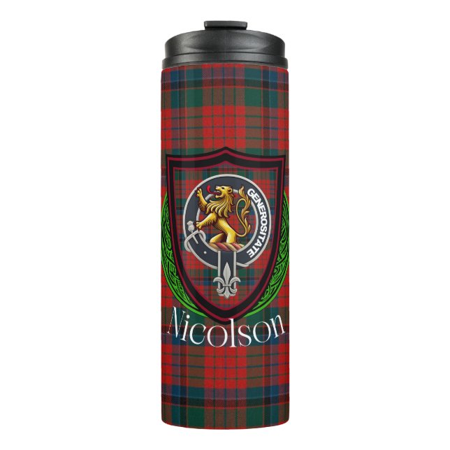 Bouteilles Isothermes Nicolson Scottish Clan Tartan & Crest (Devant)