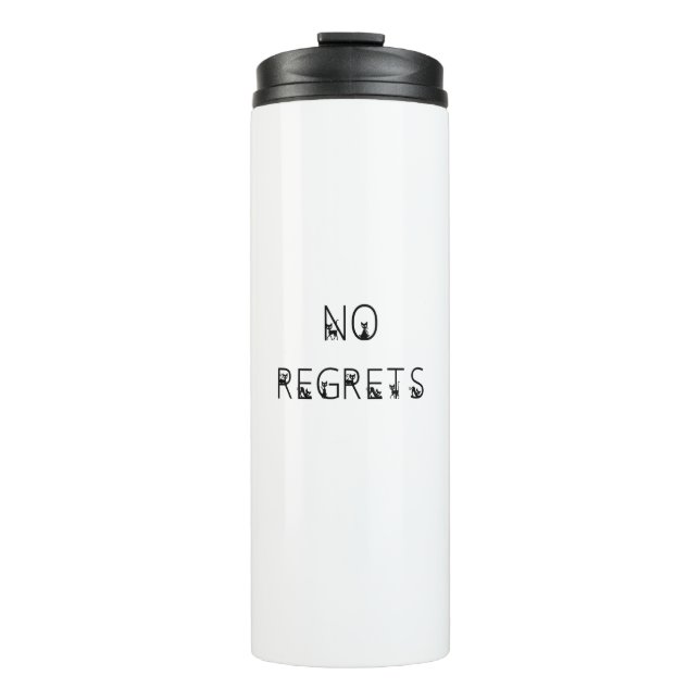 Bouteilles Isothermes No Regrets noir chats police mots empilés (Devant)