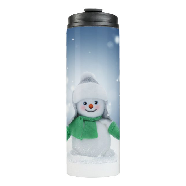 Bouteilles Isothermes Noël bonhomme de neige SlipperyJoe foulard vert m (Devant)