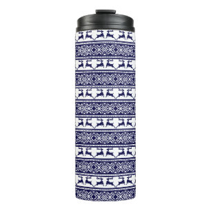 Bouteilles Isothermes Noël, le bleu et le blanc scandinave