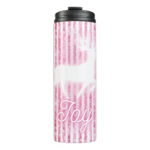 Bouteilles Isothermes Noël rose et blanc Joie Reindeer