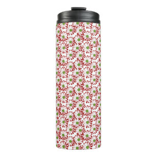 Bouteilles Isothermes Noël Rouge et vert marguerite motif floral