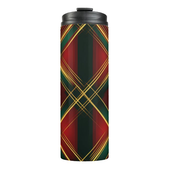 BOUTEILLES ISOTHERMES NOËL ROUGE VERT OR VACANCES PLAID MOTIF (Devant)