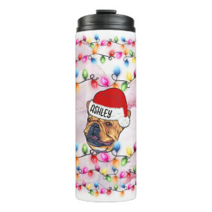 Bouteilles Isothermes Noël Santa Claus Boston terrier Chien Head