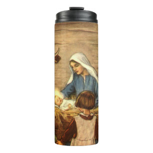 Bouteilles Isothermes Noël vintage, Nativité religieuse avec bébé Jésus