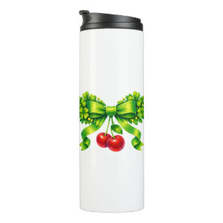 Bouteilles Isothermes Nœud de trèfle chanceux avec cerises motif vert
