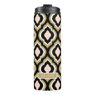 Bouteilles Isothermes Noir Blush et or Ikat Monogramme marocain