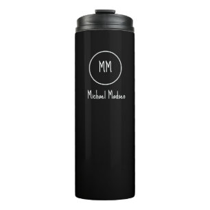 Bouteilles Isothermes Noir, Monogramme, Nom Tumbler Thermique