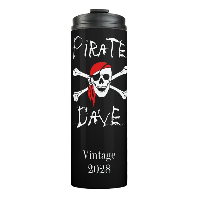 Bouteilles Isothermes Noir Pirate Crâne Crossbones Boire Tumbler Hommes (Devant)