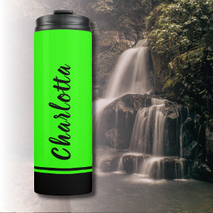 Bouteilles Isothermes Noir vert néon   Élégant   Minimal Customisé