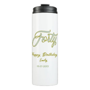 Bouteilles Isothermes nom date anniversaire quarante bleu vert pastel te