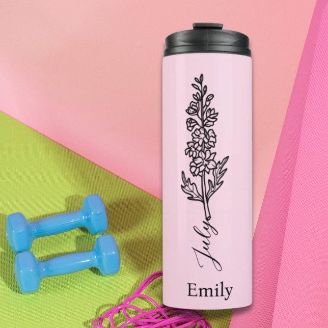 Bouteilles Isothermes Nom de la servante Larkspur Juillet Fleur de naiss (Bridesmaid Name Larkspur July Birth Flower Thermal Tumbler)