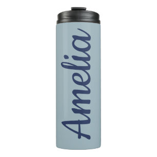 Bouteilles Isothermes Nom de Script Personnalisé Favori de Mariage Bleu 