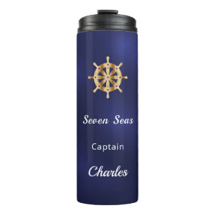 Bouteilles Isothermes Nom du capitaine du navire de voilier bleu marine