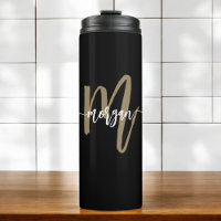 Nom du monogramme Black Gold Modern Script