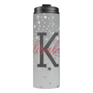Bouteilles Isothermes Nom du monogramme Initiales rose gris argent tenda