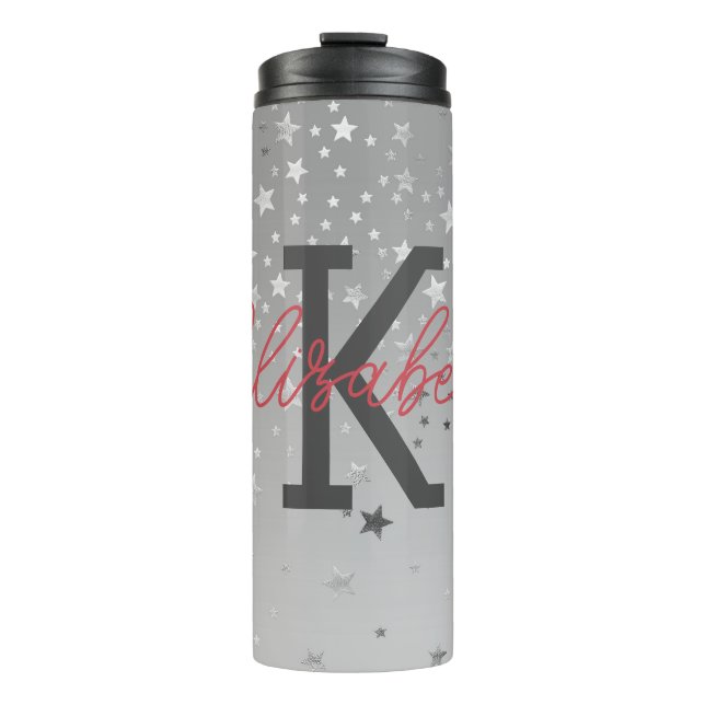 Bouteilles Isothermes Nom du monogramme Initiales rose gris argent tenda (Devant)