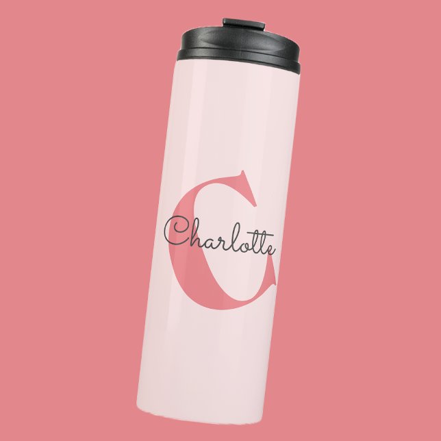 Bouteilles Isothermes Nom du monogramme Rose rose vierge moderne (Créateur téléchargé)