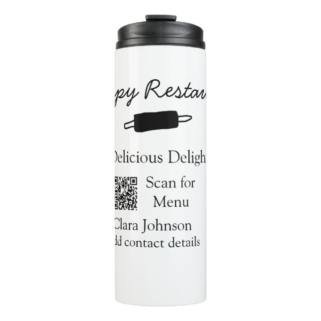 Bouteilles Isothermes Nom du restaurant scan QR menu ajouter les coordon (Devant)